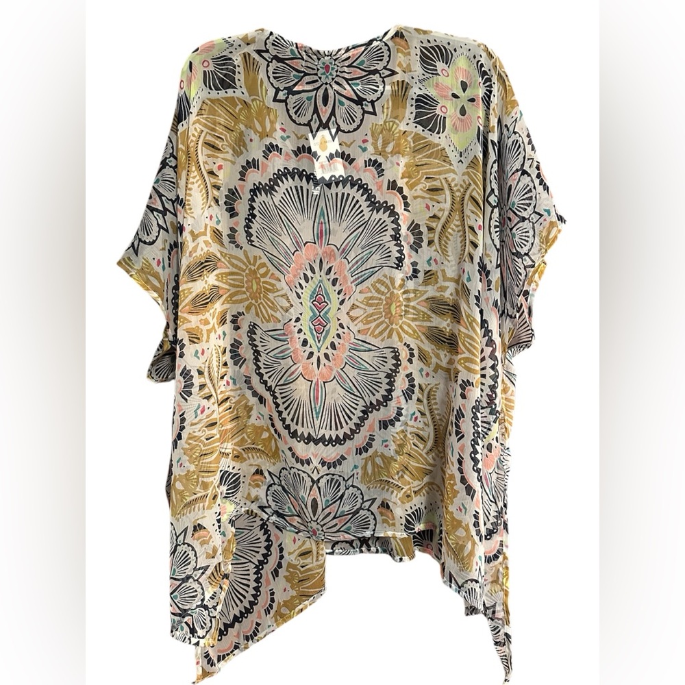 Steve Madden Blue and Yellow Dolman Sleeve Tunic - Picture 2 of 8